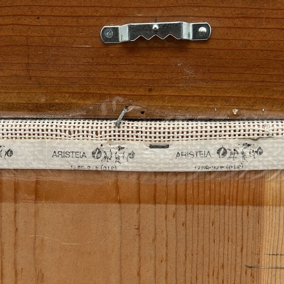 Signed Framed Crewel & Crossstitch Cottage/Garden Scene w/ American Flag - 15x12 - Picture 5 of 9